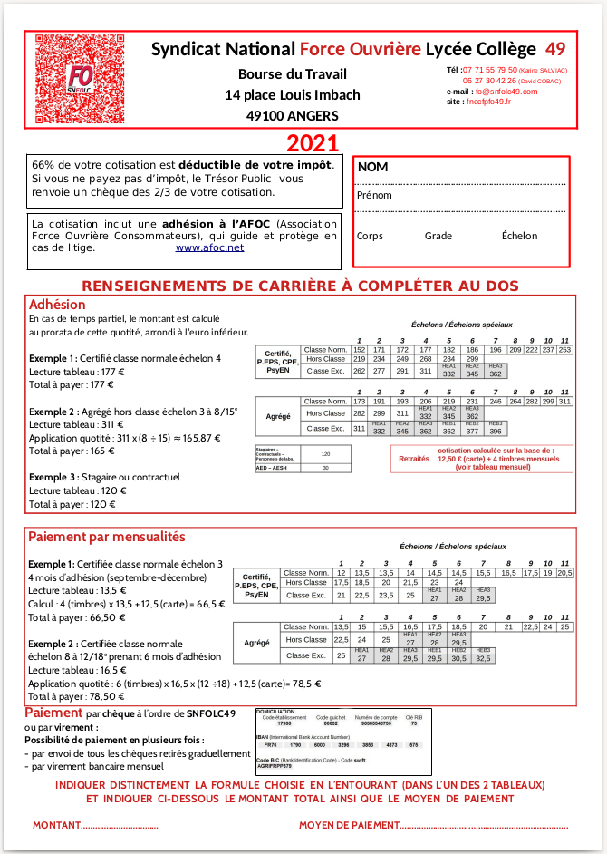 Bulletin adhésion 2021